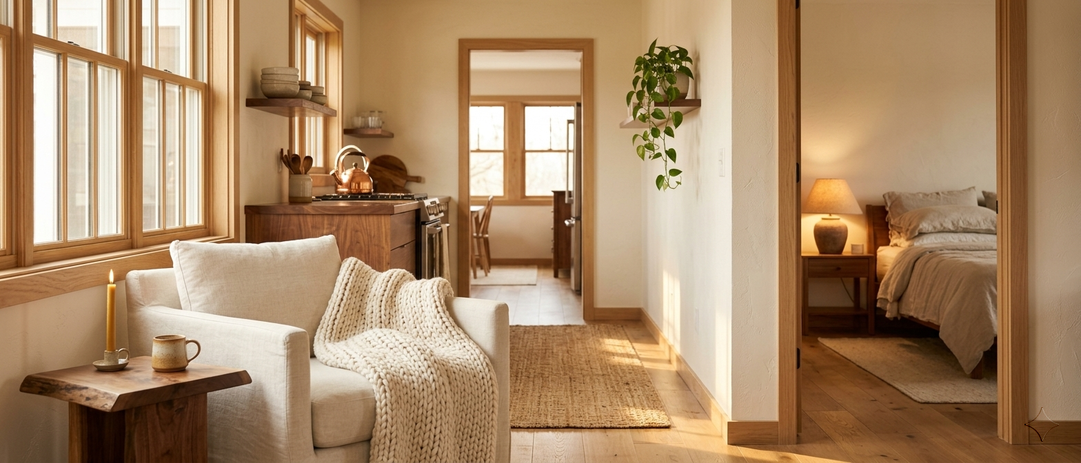 A warm, lived-in home — six rooms, one curated edit.