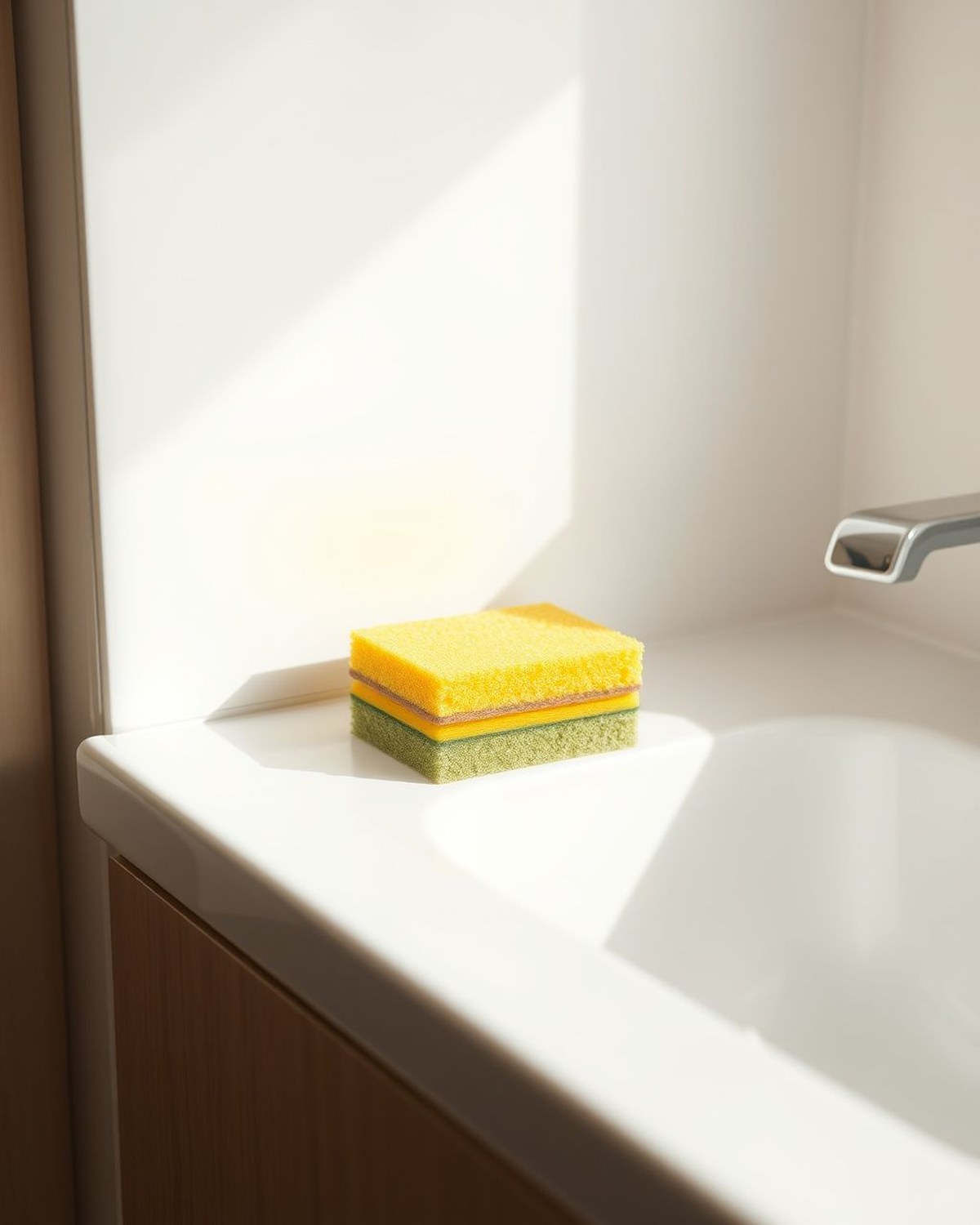 A set of dual-sided scrubbing sponges in bright colors.