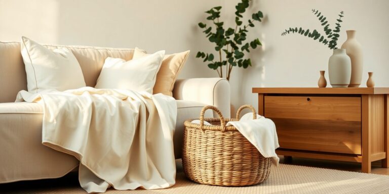 The warm-neutral living-room layers we'd reach for first, second, and again next summer — muslin, woven texture, and soft light that never goes out of style.